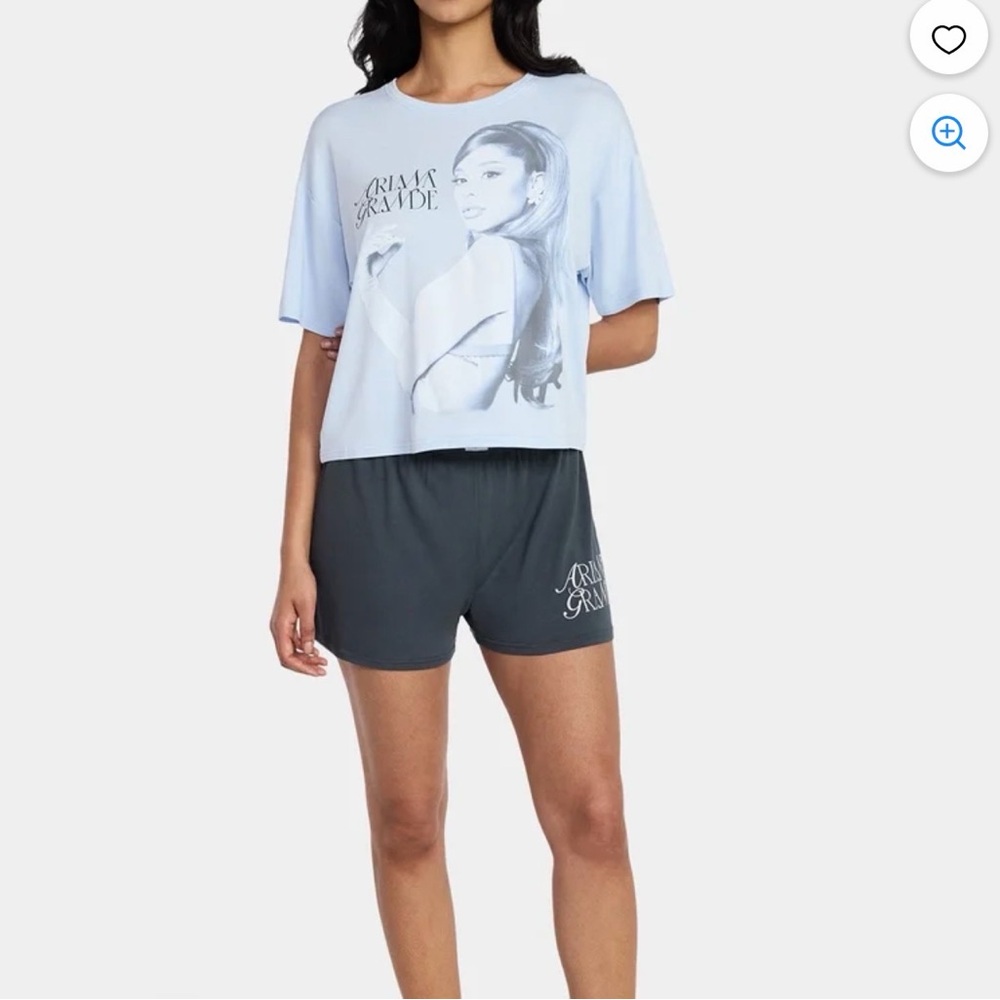 Ariana Grande Women's Light Blue and Dark Gray Pajama Set size M